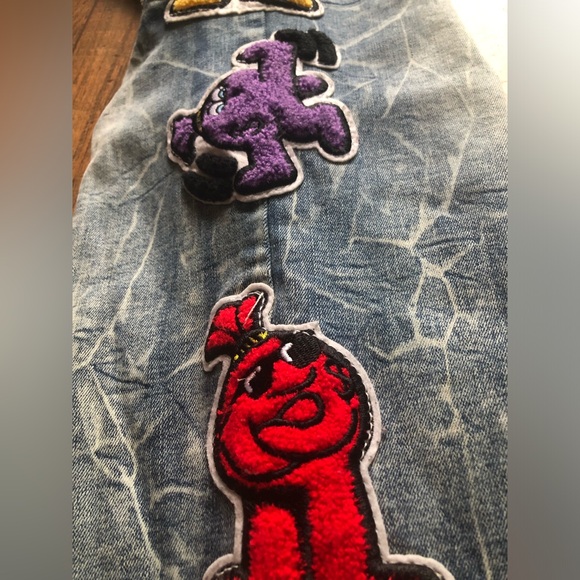 Mens Frost Originals Jeans 44 X 34” Baggy Distressed Unique Patches Rn96281 - Picture 11 of 16